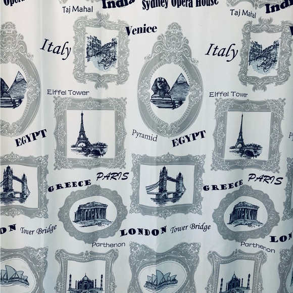 Shower curtain white, black. gray - Picture 3 of 3